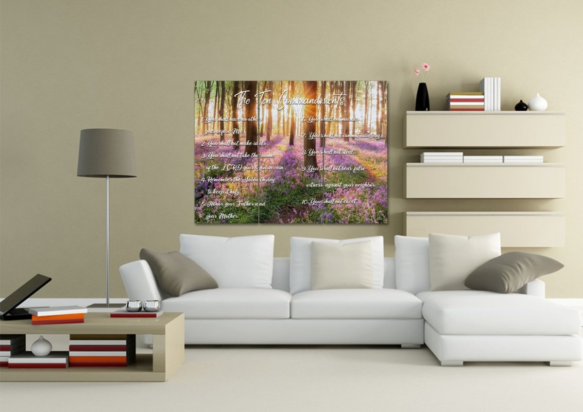 Calm Morning Sunrise & 10 Commandments Wall Art - Christian Canvas Wall Art