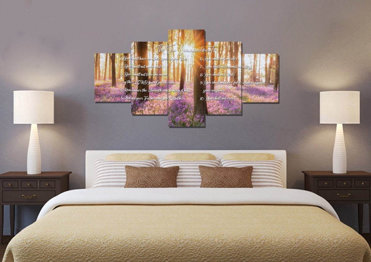 Calm Morning Sunrise & 10 Commandments Wall Art - Christian Canvas Wall Art