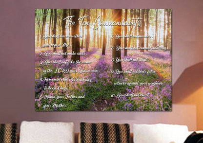 Calm Morning Sunrise & 10 Commandments Wall Art - Christian Canvas Wall Art