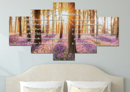 Calm Morning Sunrise & 10 Commandments Wall Art - Christian Canvas Wall Art