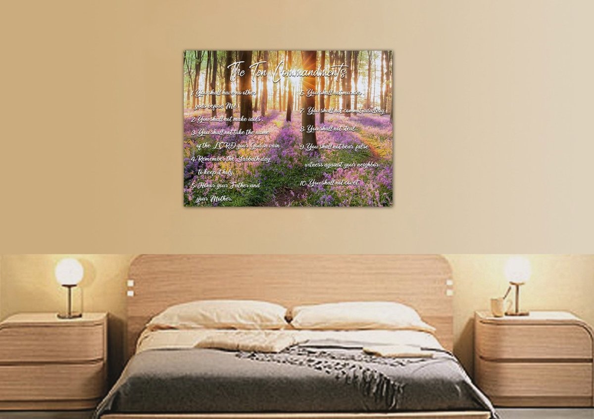 Calm Morning Sunrise & 10 Commandments Wall Art - Christian Canvas Wall Art