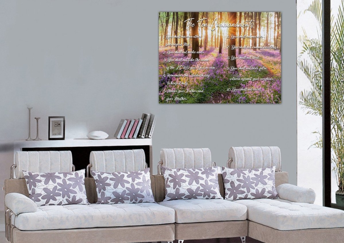Calm Morning Sunrise & 10 Commandments Wall Art - Christian Canvas Wall Art
