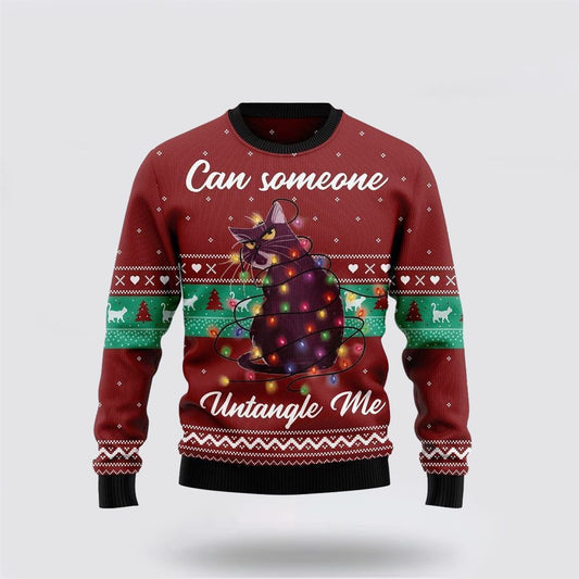 Can Someone Untangle Me Cat Ugly Christmas Sweater For Men And Women, Best Gift For Christmas, Christmas Fashion Winter