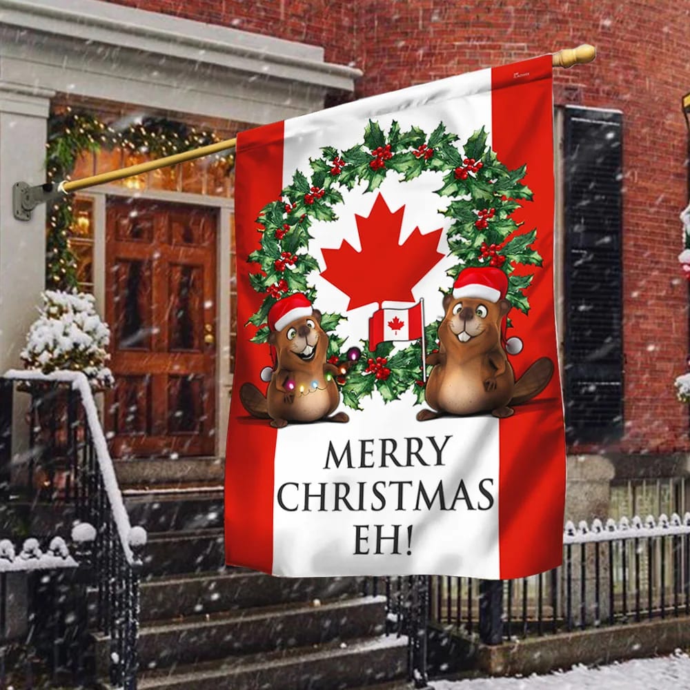 Canada Merry Christmas Eh Flag - Christmas Garden Flag - Christmas House Flag - Christmas Outdoor Decoration