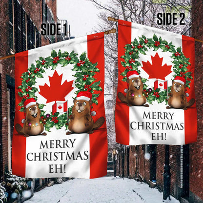 Canada Merry Christmas Eh Flag - Christmas Garden Flag - Christmas House Flag - Christmas Outdoor Decoration