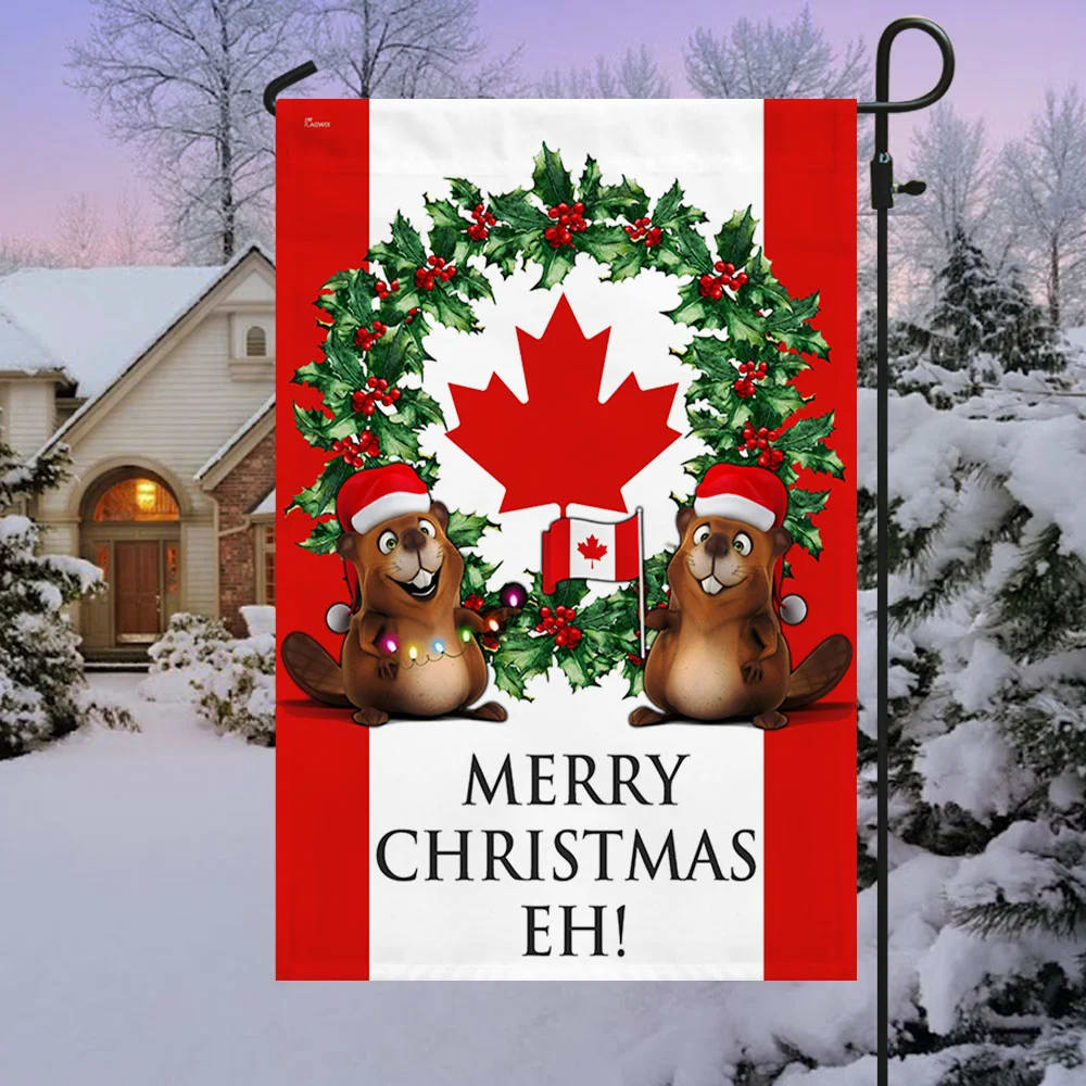 Canada Merry Christmas Eh Flag - Christmas Garden Flag - Christmas House Flag - Christmas Outdoor Decoration