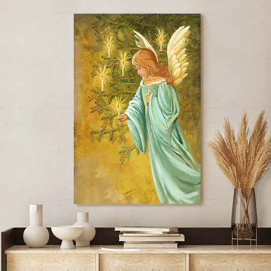 Candle Lighting Angel  Canvas Wall Art - Jesus Canvas Pictures - Christian Wall Art