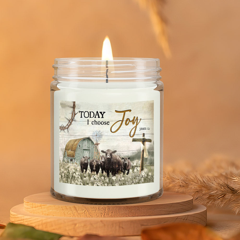 Today I Choose Joy - Cow - Christian Candles - Bible Verse Candles - Natural Candle - Soy Wax Candle 9oz - Ciaocustom