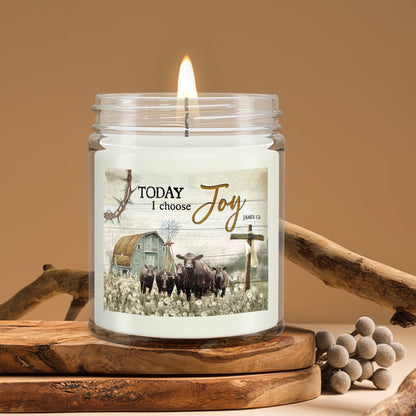 Today I Choose Joy - Cow - Christian Candles - Bible Verse Candles - Natural Candle - Soy Wax Candle 9oz - Ciaocustom