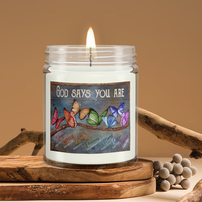 God Says You Are - Butterfly - Christian Candles - Bible Verse Candles - Natural Candle - Soy Wax Candle 9oz - Ciaocustom