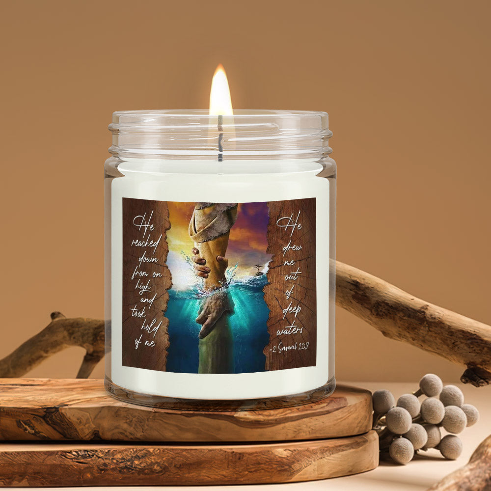 He Reached Down From On Hight - Christian Candles - Bible Verse Candles - Natural Candle - Soy Wax Candle 9oz - Ciaocustom