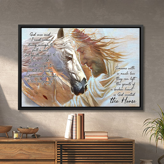 God Once Said - Horse And Jesus Framed Canvas - Jesus Canvas Art - Faith Art Print - Jesus Canvas - Christian Gift - Ciaocustom