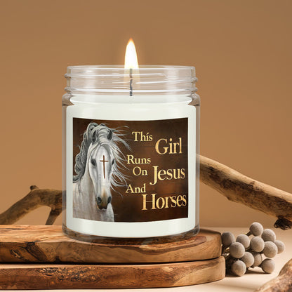 This Girl Runs On Jesus And Horse - Jesus And Horse - Christian Candles - Bible Verse Candles - Natural Candle - Soy Wax Candle 9oz - Ciaocustom