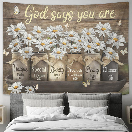 God Says You Are - Butterfly And Chrysanthemum - Tapestry Wall Hanging - Christian Wall Art - Tapestries - Ciaocustom