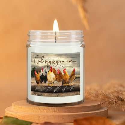 God Says You Are - Chicken - Christian Candles - Bible Verse Candles - Natural Candle - Soy Wax Candle 9oz - Ciaocustom