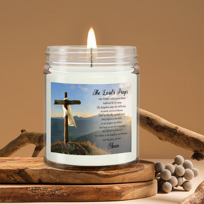 The Lords Prayer - Cross - Christian Candles - Bible Verse Candles - Natural Candle - Soy Wax Candle 9oz - Ciaocustom