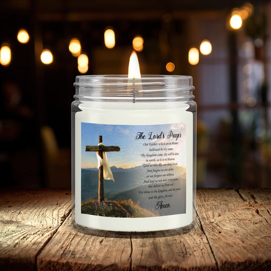 The Lords Prayer - Cross - Scented Candles - Scented Soy Candle - Natural Candle - Soy Wax Candle 9oz - Ciaocustom