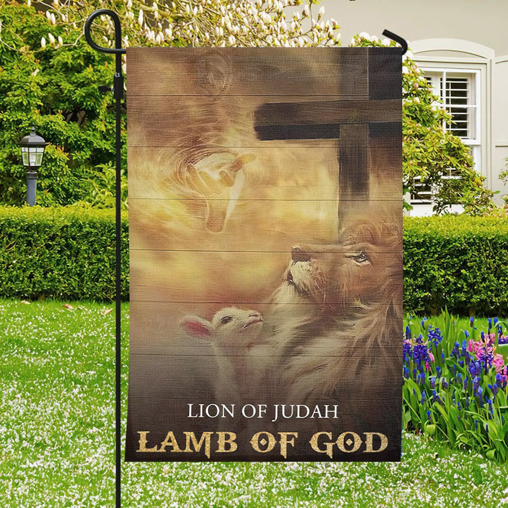 Lion Of Judah Flag - Cross - Christian's Flag - Garden Decor - Christian Gift - Ciaocustom