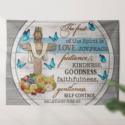 Butterfly And Cross - The Fruit Of The Spirit Is Love - Galatians 5:22-23 - Tapestry Wall Hanging - Christian Wall Art - Tapestries - Ciaocustom