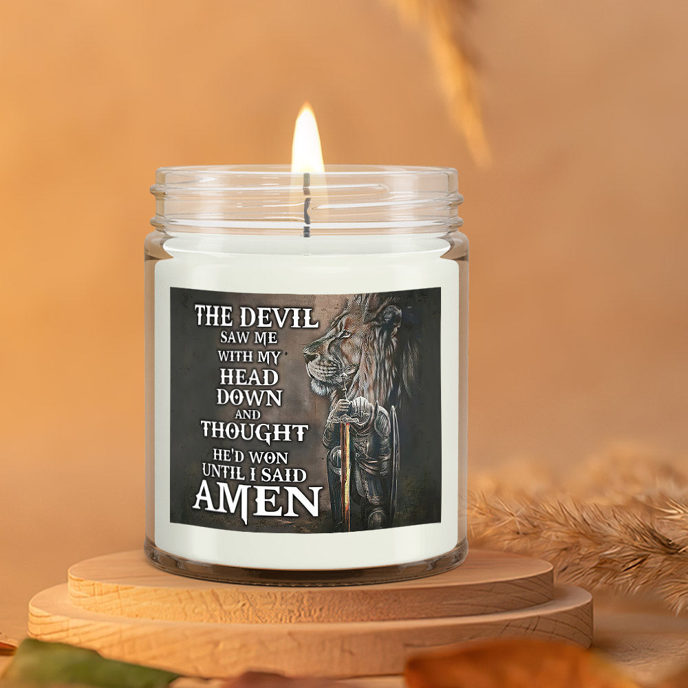 The Devil Saw Me With My Head Down - Lion - Christian Candles - Bible Verse Candles - Natural Candle - Soy Wax Candle 9oz - Ciaocustom
