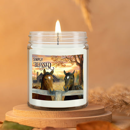 Simply Blessed - Horse - Christian Candles - Bible Verse Candles - Natural Candle - Soy Wax Candle 9oz - Ciaocustom