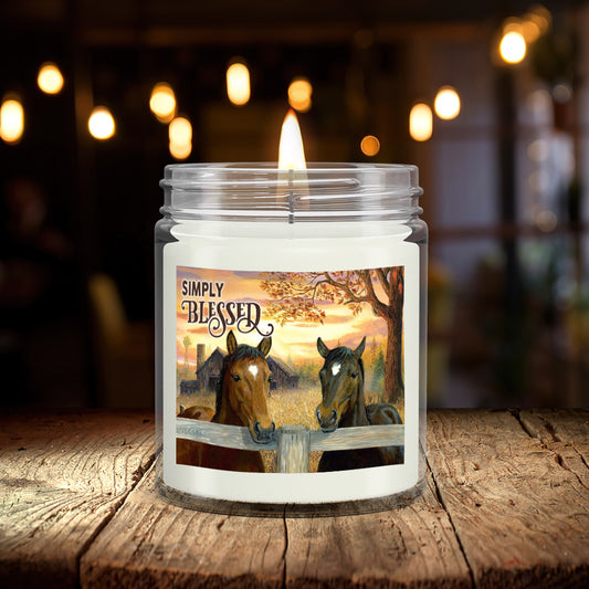 Simply Blessed - Horse - Scented Candles - Scented Soy Candle - Natural Candle - Soy Wax Candle 9oz - Ciaocustom