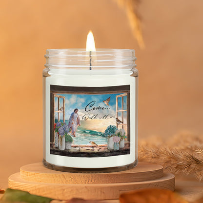 Come Wilk With Me - Hydrangea - Christian Candles - Bible Verse Candles - Natural Candle - Soy Wax Candle 9oz - Ciaocustom
