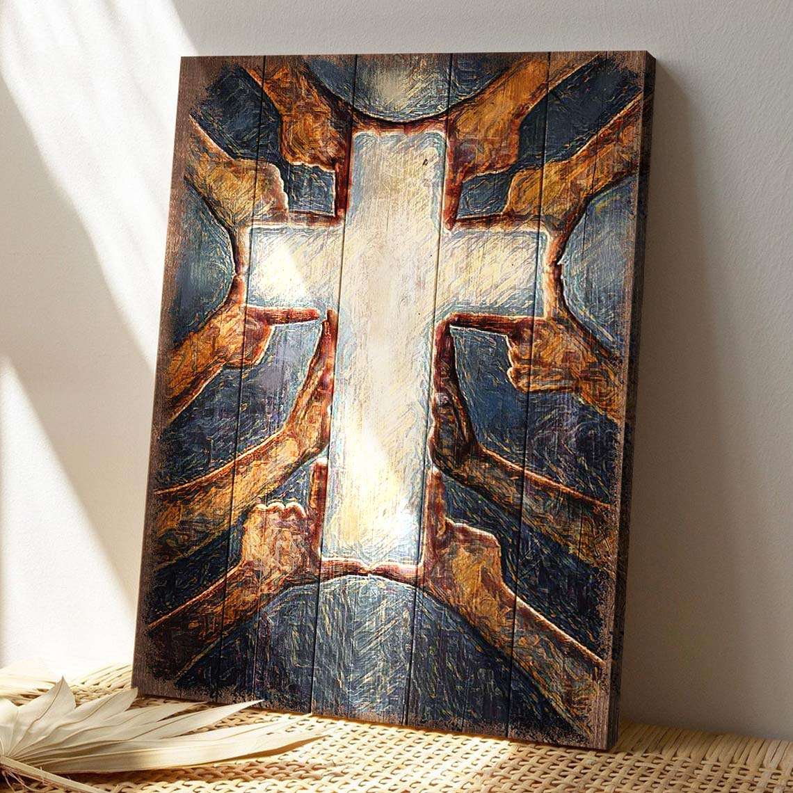 Beautiful Cross Formed By Hands Canvas Wall Art - Bible Verse Canvas - God Canvas - Scripture Canvas Wall Art - Ciaocustom