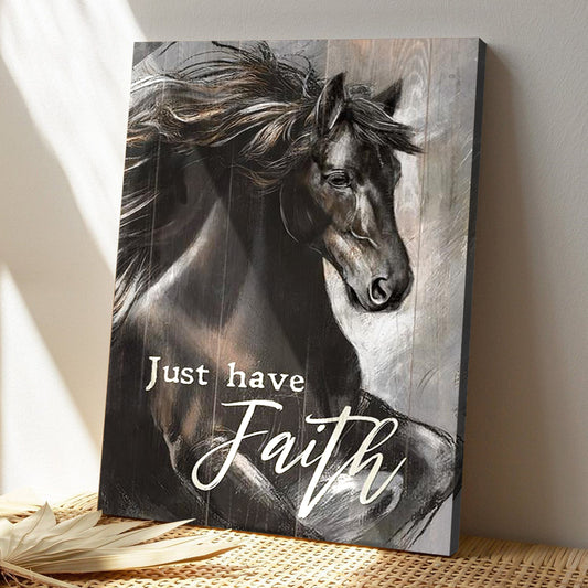 Christian Canvas Wall Art - Horse Painting - The Amazing Black Horse - Just Have Faith - Jesus Portrait Canvas Prints - Wall Art - Ciaocustom
