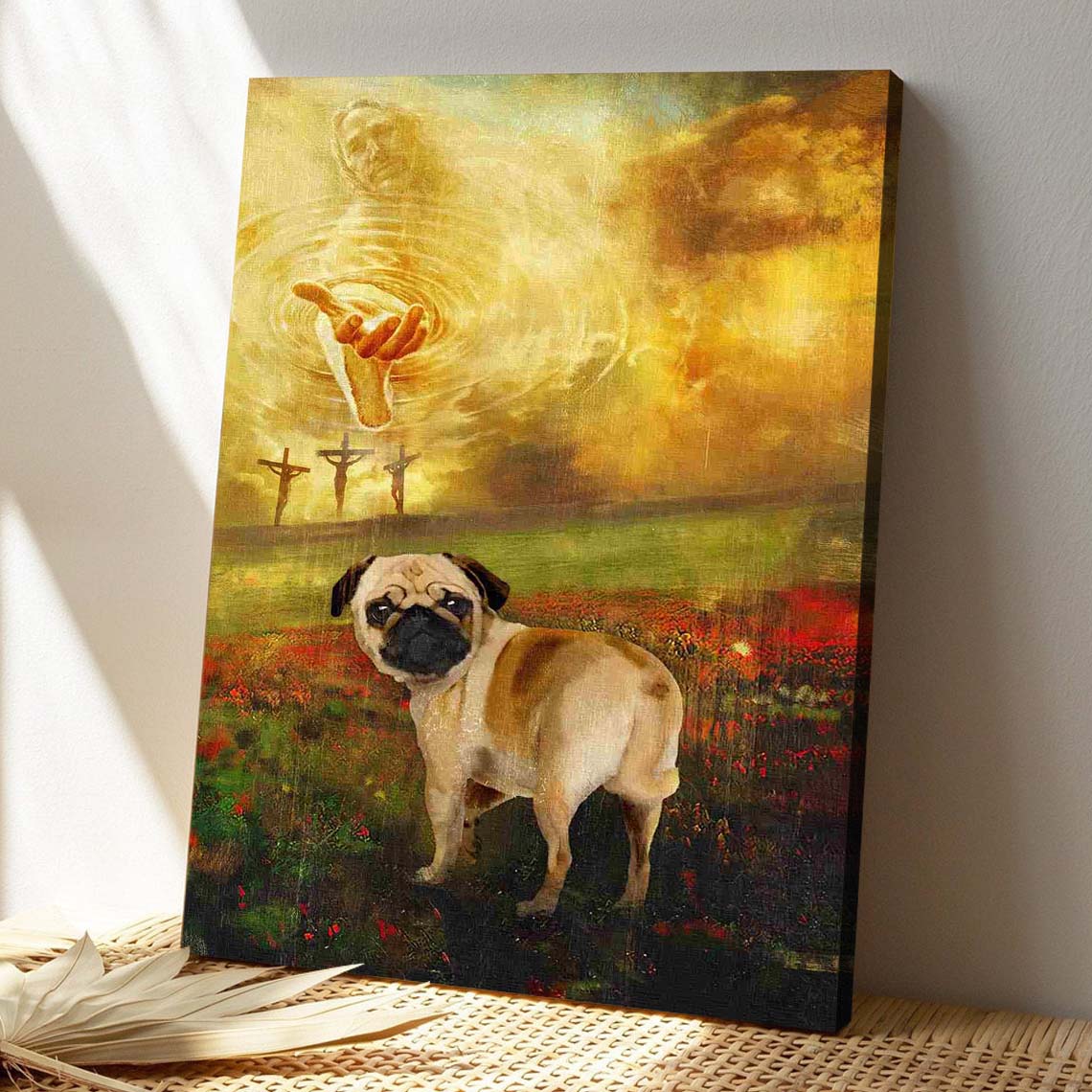 Christian Canvas Wall Art - God Canvas - Jesus And Pug - To The Beautiful World Canvas - Bible Verse Canvas - Ciaocustom