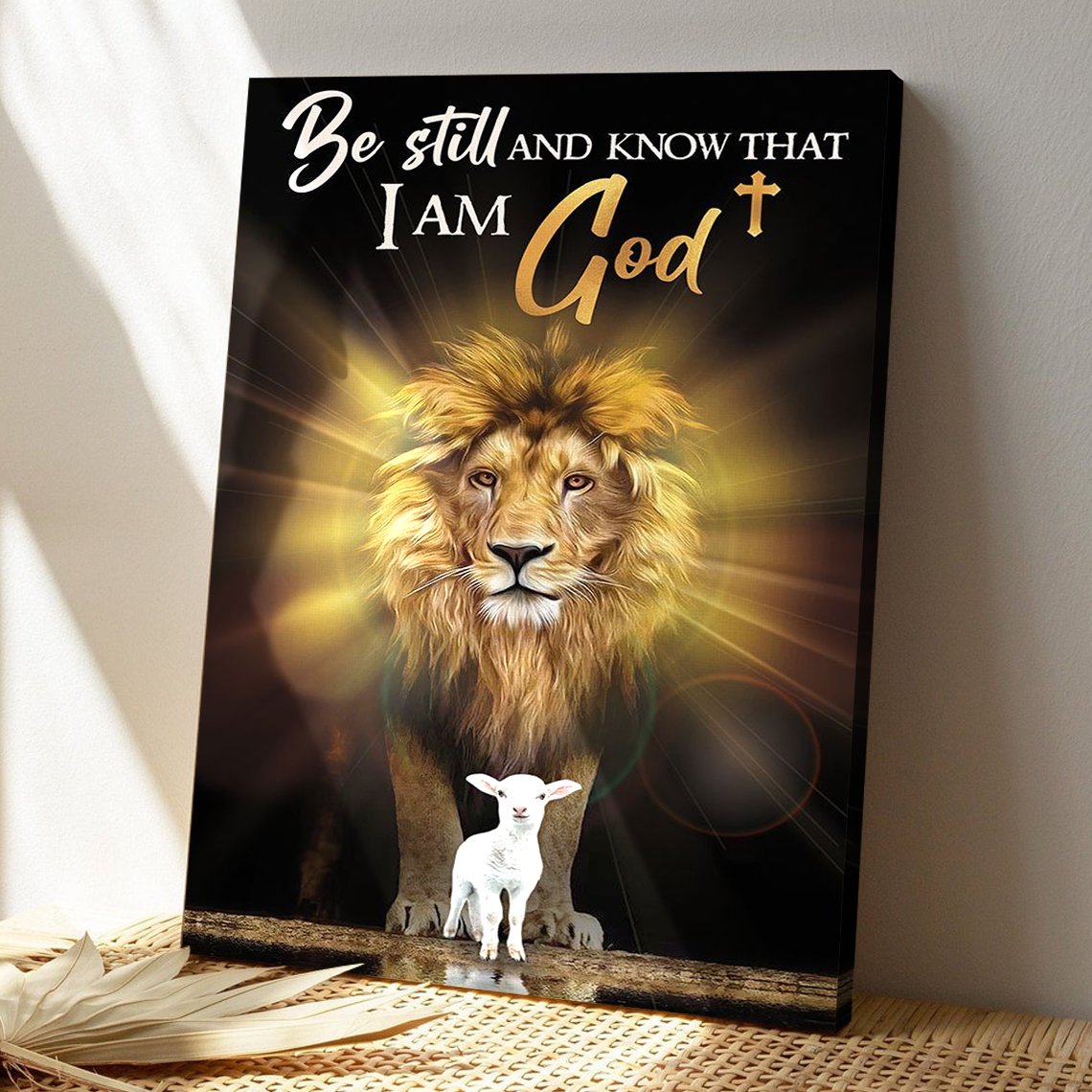 Christian Canvas Art - Be Still And Know That I Am God - Lion And Lamp Canvas - Scripture Canvas - Ciaocustom