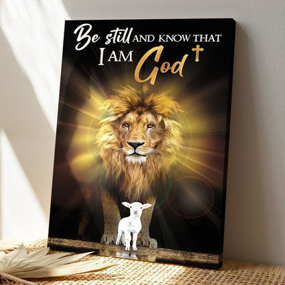 Christian Canvas Art - Be Still And Know That I Am God - Lion And Lamp Canvas - Scripture Canvas - Ciaocustom