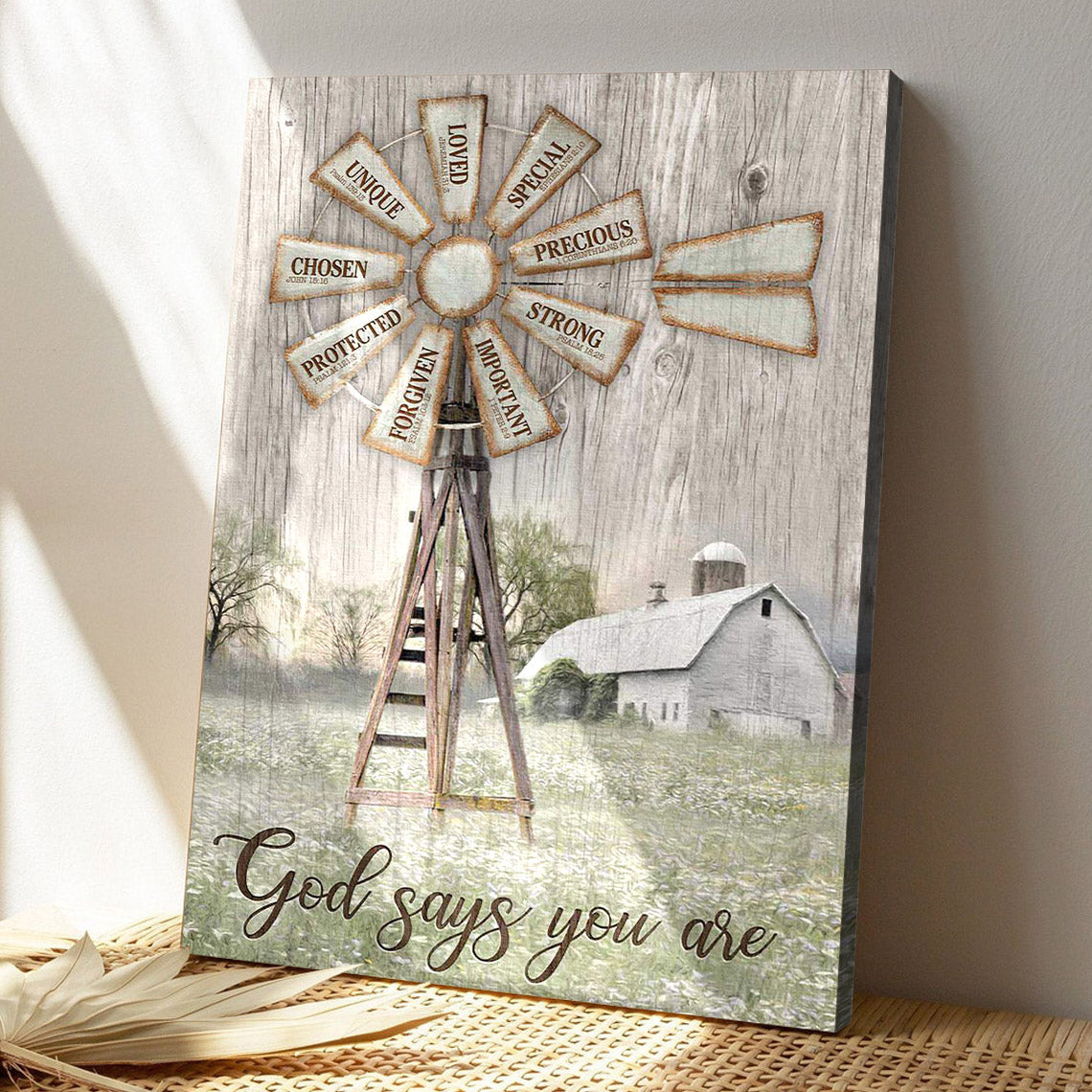 Windmill Pattern - God Says You Are - Bible Verse Canvas - God Canvas - Scripture Canvas Wall Art - Ciaocustom