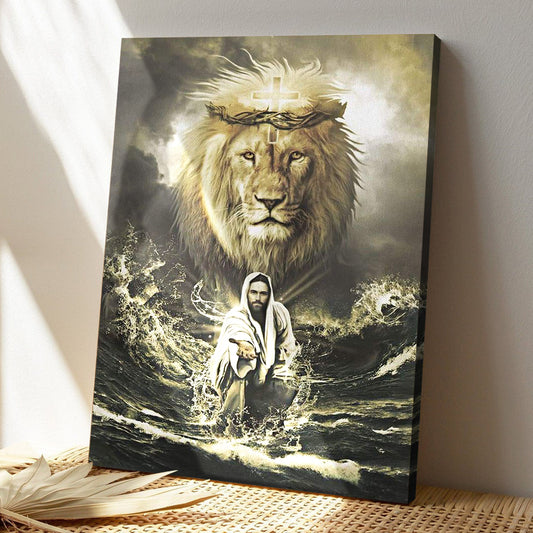 Jesus Reaching In The Water - Jesus Lion Wall Art Canvas - Bible Verse Canvas - God Canvas - Scripture Canvas Wall Art - Ciaocustom