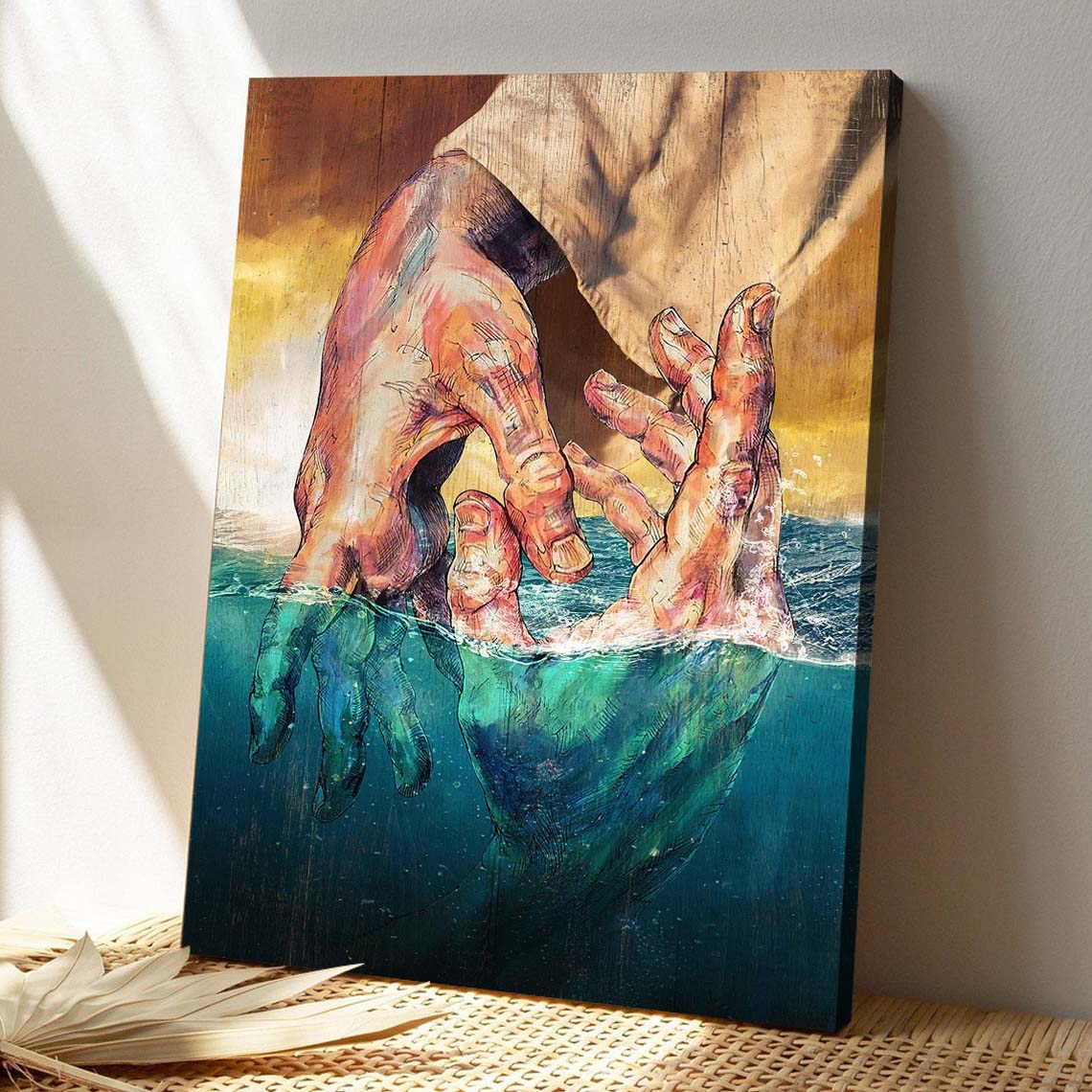 Christian Canvas Wall Art - God Canvas - Jesus Canvas - Holding His Hand Canvas - Bible Verse Canvas - Ciaocustom