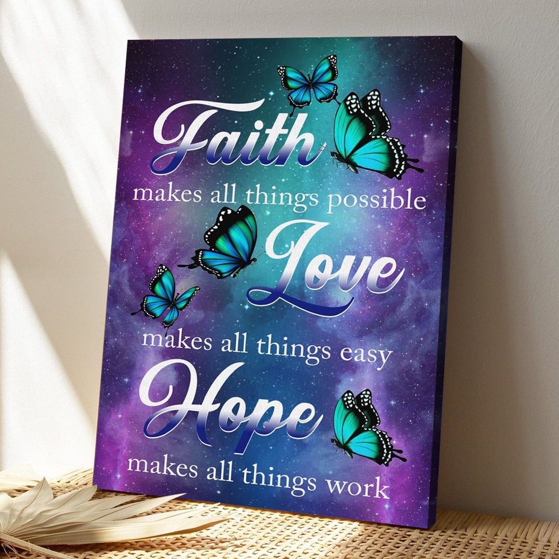 Bible Verse Canvas - God Canvas - Butterfly Faith Makes All Things Possible Christian Canvas Wall Art - Scripture Canvas Wall Art - Ciaocustom
