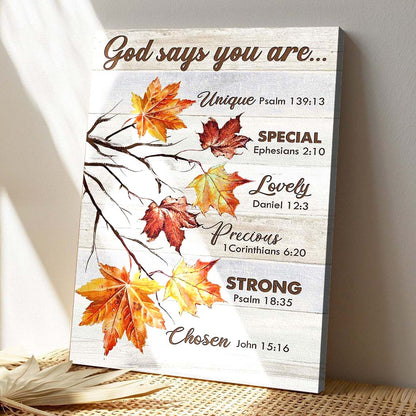 Maple Leaf - God Says You Are Canvas Wall Art - Bible Verse Canvas - God Canvas - Scripture Canvas Wall Art - Ciaocustom