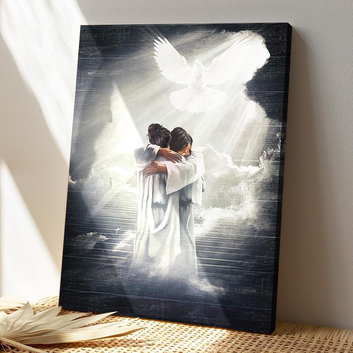 Woman Hugging Jesus In Heaven Canvas Wall Art - Bible Verse Canvas - God Canvas - Scripture Canvas Wall Art - Ciaocustom