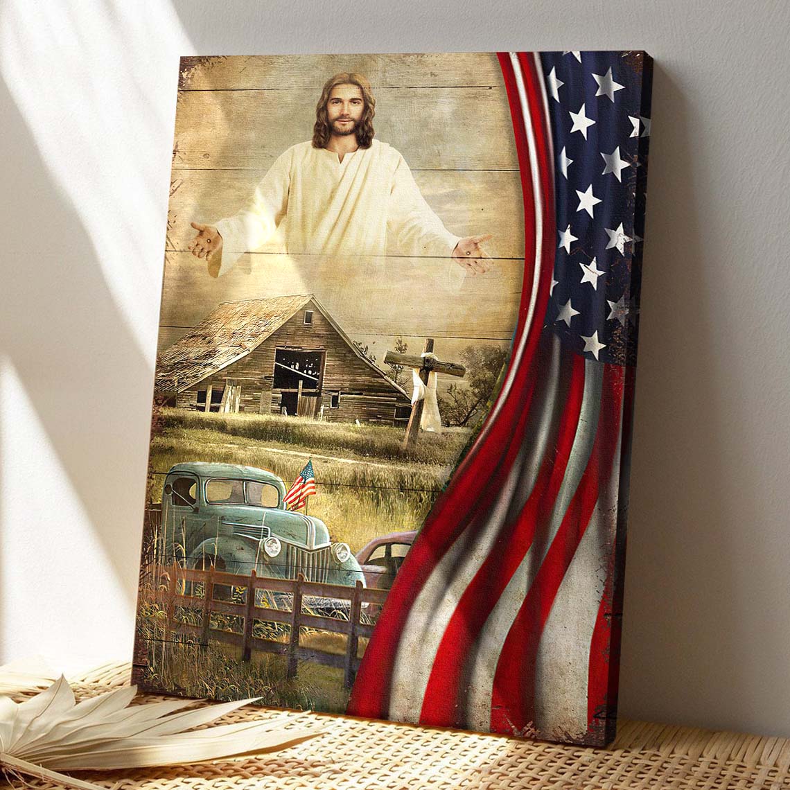 Jesus And Beautiful Farm Canvas Wall Art - Bible Verse Canvas - God Canvas - Scripture Canvas Wall Art - Ciaocustom