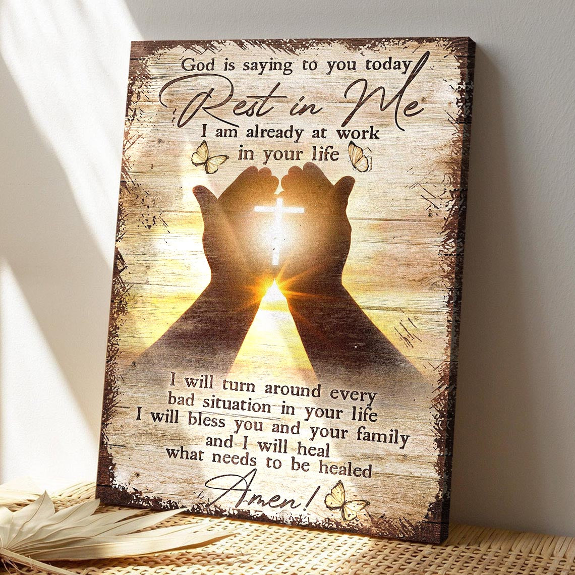 God Is Saying To You Today - Rest In Me Canvas Wall Art - Bible Verse Canvas - God Canvas - Scripture Canvas Wall Art - Ciaocustom