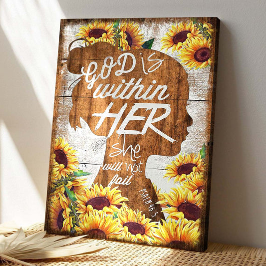 God Is Within Her - She Will Not Fail Canvas Wall Art - Bible Verse Canvas - God Canvas - Scripture Canvas Wall Art - Ciaocustom
