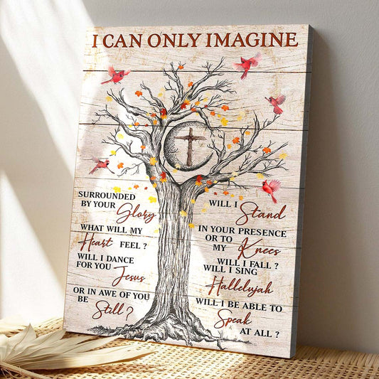 Cross tree with cardinal - I can only imagine Canvas Wall Art - Bible Verse Canvas - God Canvas - Scripture Canvas Wall Art - Ciaocustom