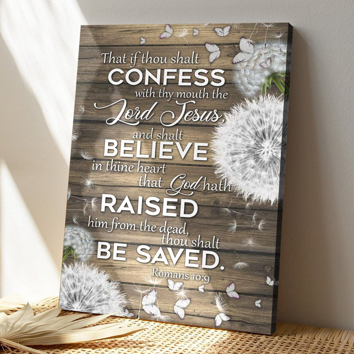 Bible Verse Canvas - God Canvas - Romans 10:9 That If Thou Shalt Confess With Thy Mouth Canvas - Scripture Canvas Wall Art - Ciaocustom