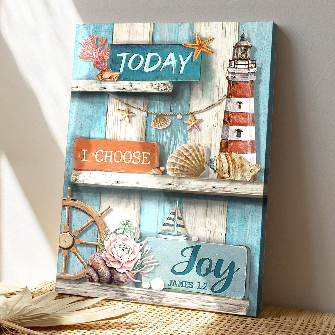 Lighthouse - Today I Choose Joy Canvas Wall Art - Bible Verse Canvas - God Canvas - Scripture Canvas Wall Art - Ciaocustom