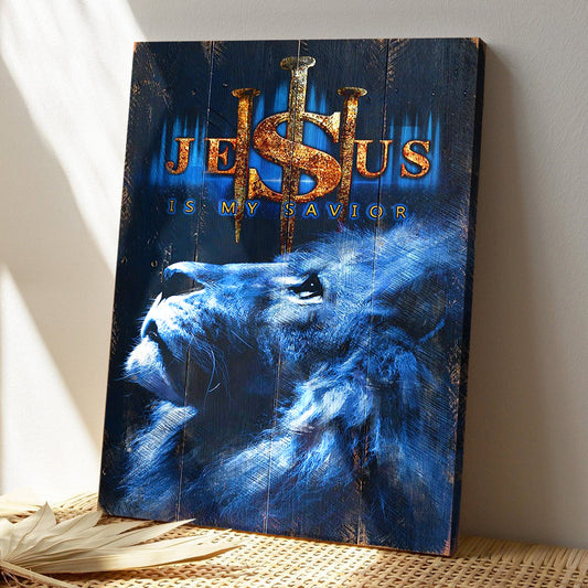 Blue Lion - Jesus Is My Savior Jesus - Bible Verse Canvas - God Canvas - Scripture Canvas Wall Art - Ciaocustom