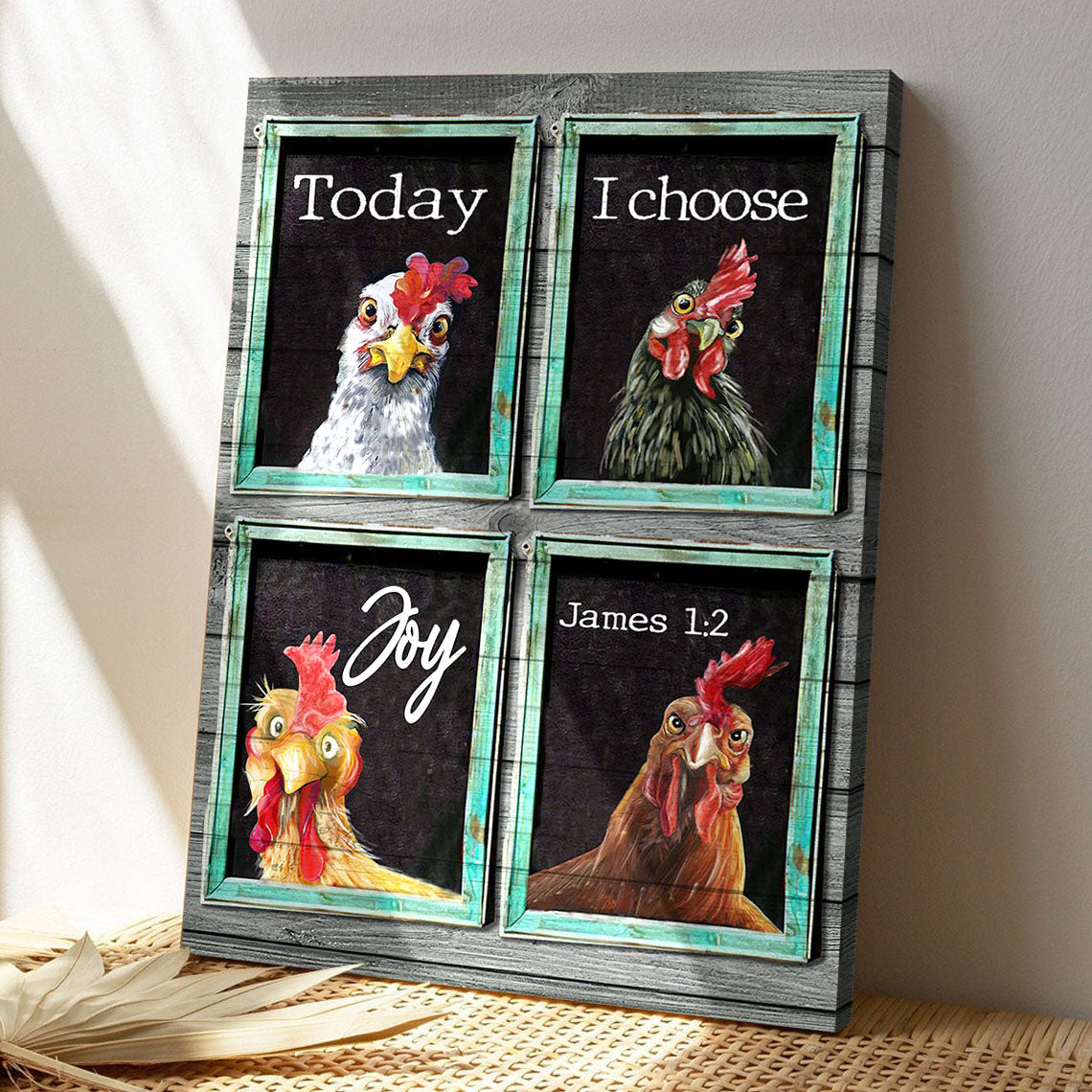 Lovely Chickens With Window - Today I Choose Joy - Bible Verse Canvas - God Canvas - Scripture Canvas Wall Art - Ciaocustom