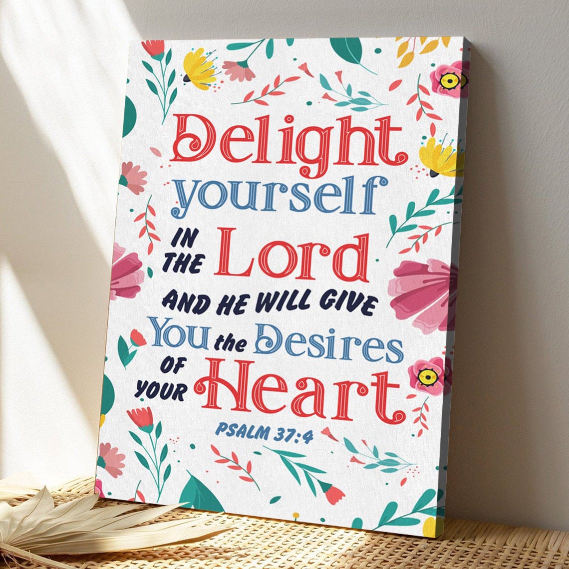 Bible Verse Canvas - God Canvas - Delight Yourself In The Lord Psalm 374 Canvas - Scripture Canvas Wall Art - Ciaocustom