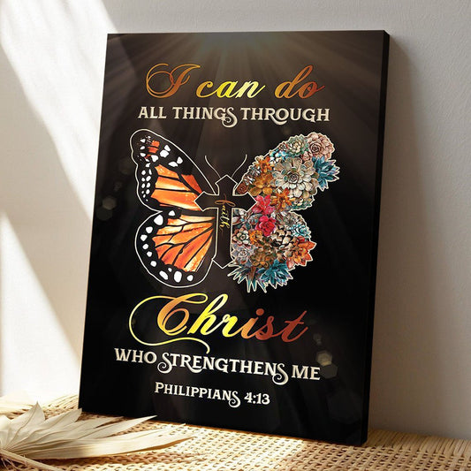Christian Canvas Art - God Canvas - I Can Do All Things Through Christ - Butterfly Jesus Canvas - Scripture Canvas - Ciaocustom