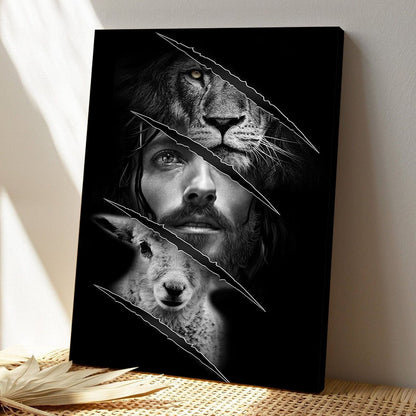 Christian Canvas Art - God Canvas - Unique Lion And Lamb Christian Canvas - Scripture Canvas - Ciaocustom