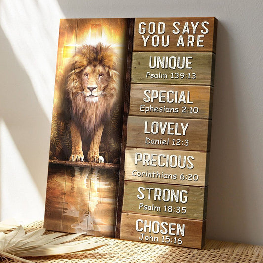 Christian Canvas Wall Art - God Canvas - Amazing Lion - God Says You Are Canvas - Bible Verse Canvas - Ciaocustom